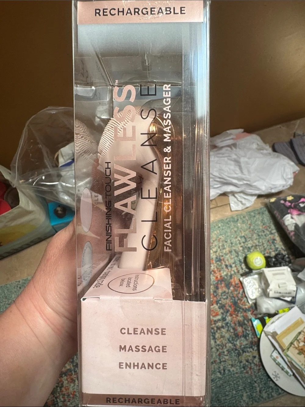 NIB Finishing Touch Flawless Cleanse Facial Cleanser/Massager Rechargeable Brush
